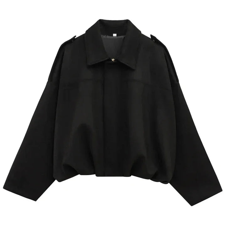 Ladies Oversized Faux Suede Bomber Jacket with Relaxed Streetwear Fit