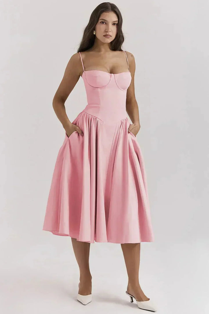 Vintage Inspired Elegant Long Tank Style Dress for Wedding Guests with Flattering Silhouette