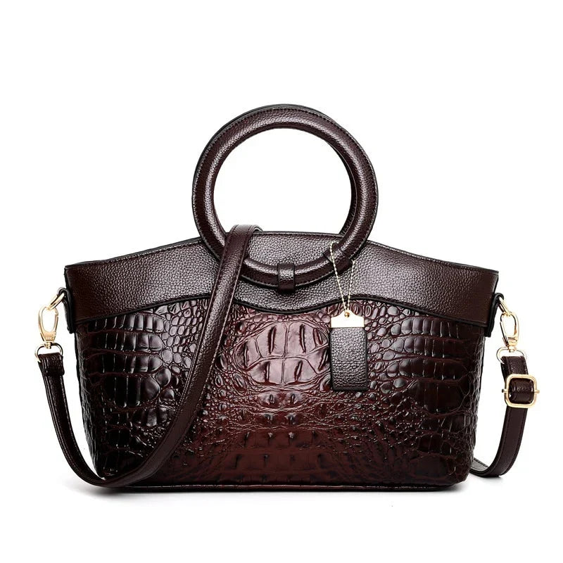 The Adrienne Crocodile-Pressed Vintage Leather Bag