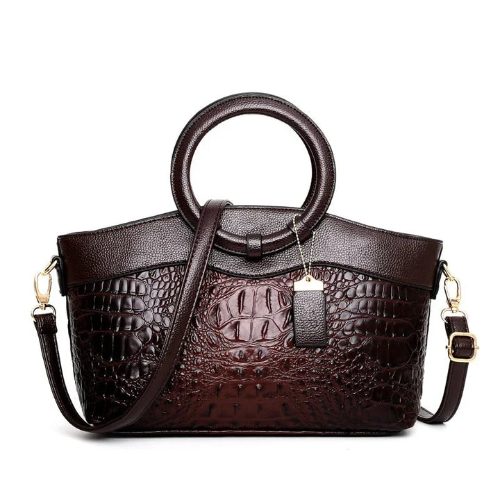 The Adrienne Crocodile-Pressed Vintage Leather Bag
