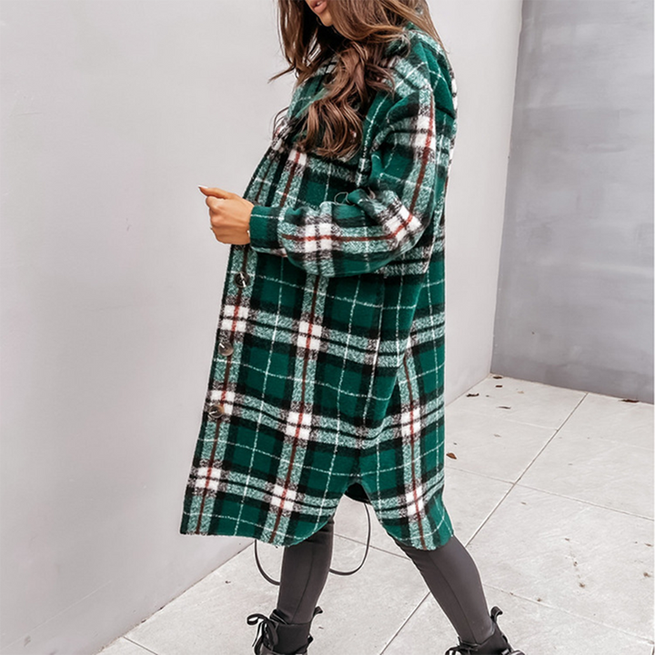 | Women's Cozy Checked Long Coat