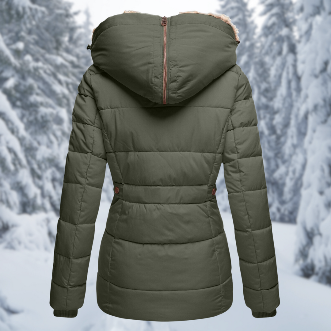 | Insulated Winter Jacket with Hood and Fur Trim