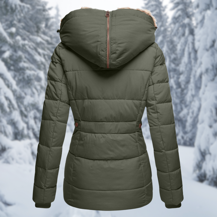 | Insulated Winter Jacket with Hood and Fur Trim