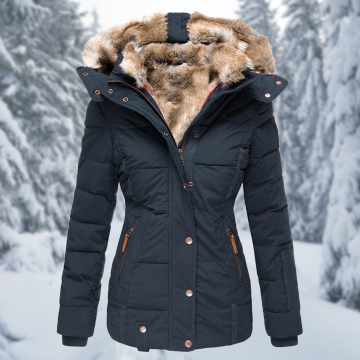 | Insulated Winter Jacket with Hood and Fur Trim