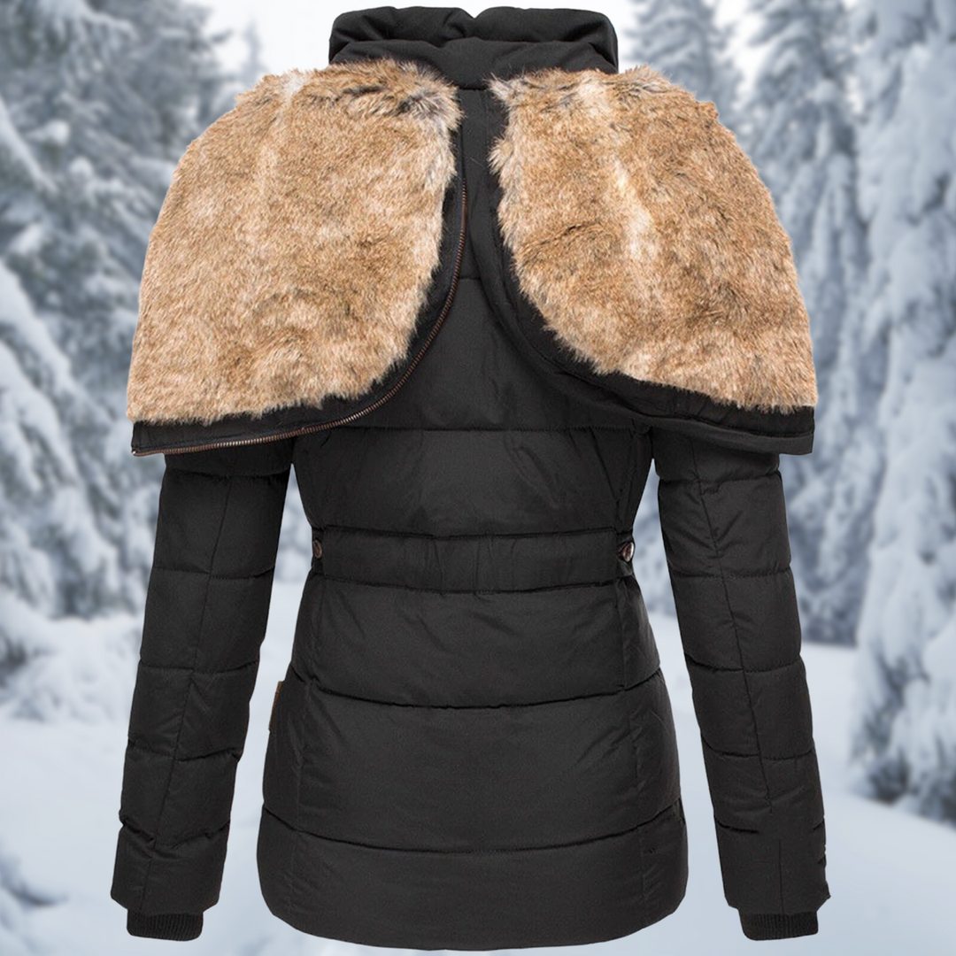 | Insulated Winter Jacket with Hood and Fur Trim