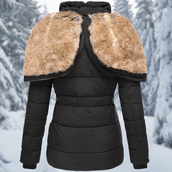 | Insulated Winter Jacket with Hood and Fur Trim