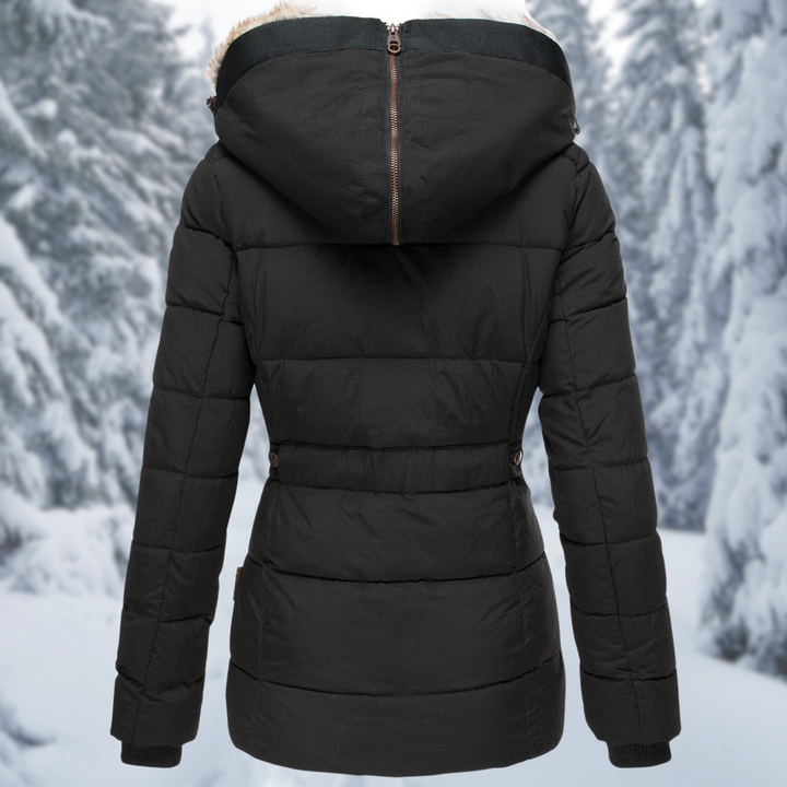 | Insulated Winter Jacket with Hood and Fur Trim
