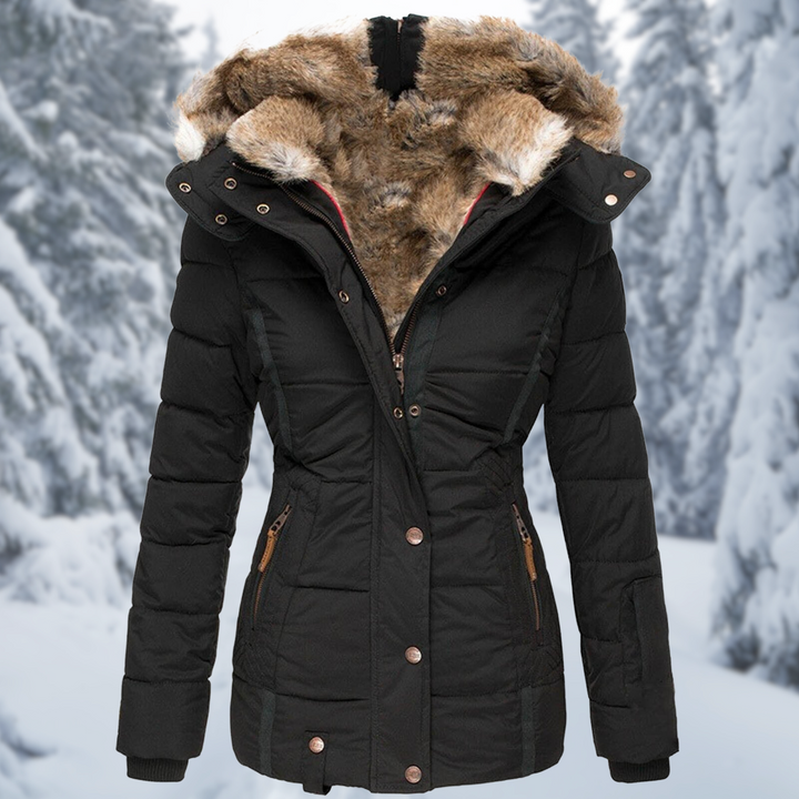 | Insulated Winter Jacket with Hood and Fur Trim