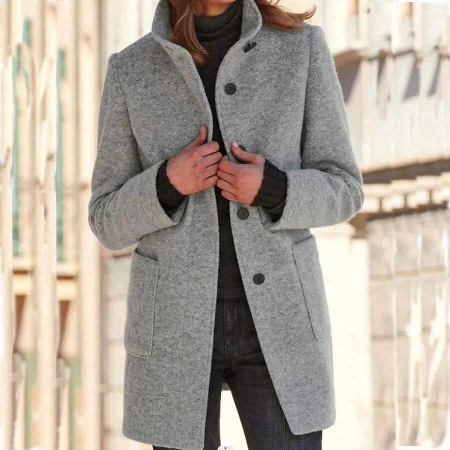 | Classic Wool Blend Winter Coat for Women