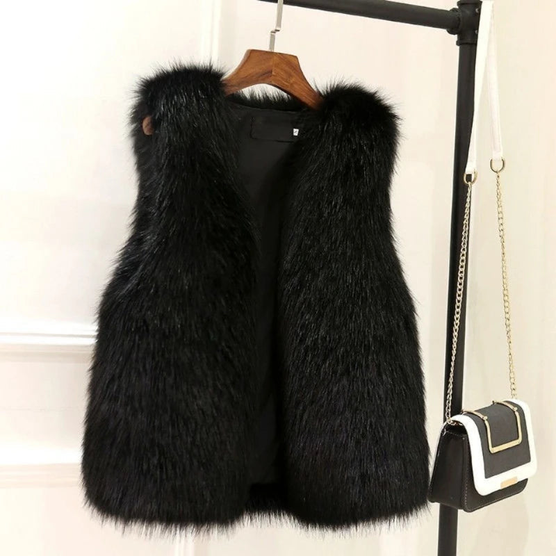 | Plush Faux Fur Gilet for Women