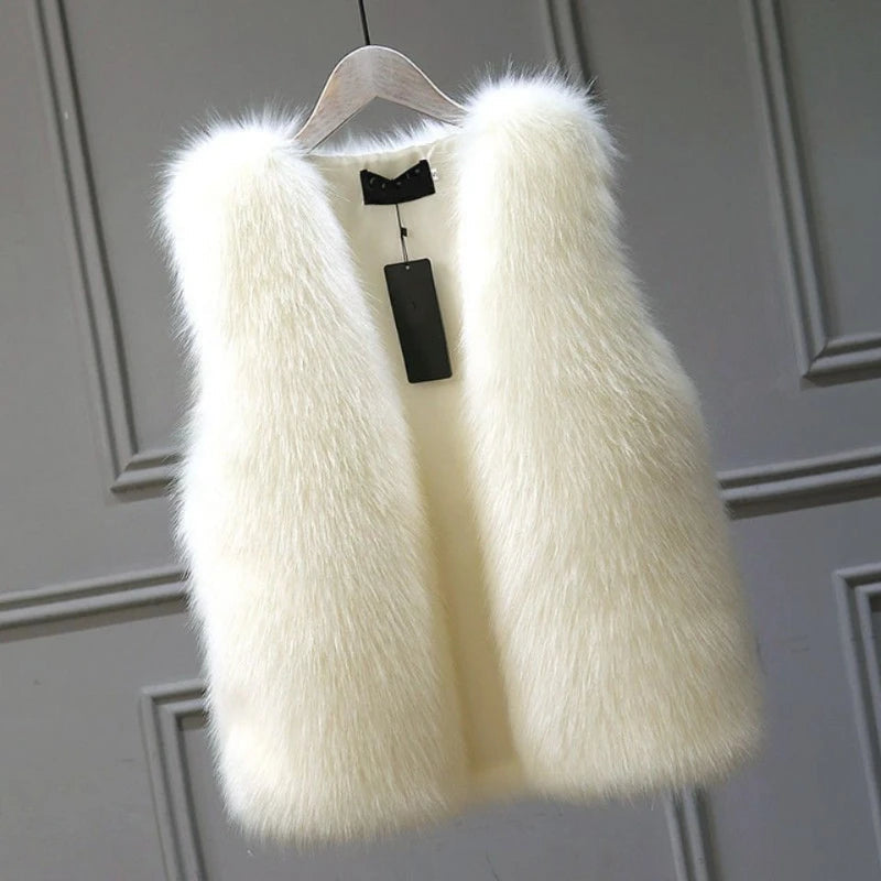| Plush Faux Fur Gilet for Women