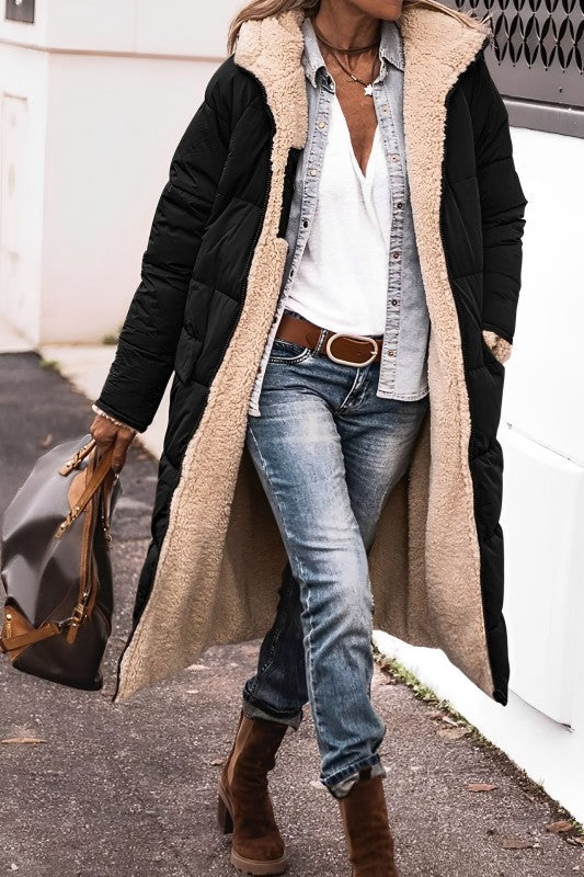 | Women's Plush Sherpa Puffer Jacket