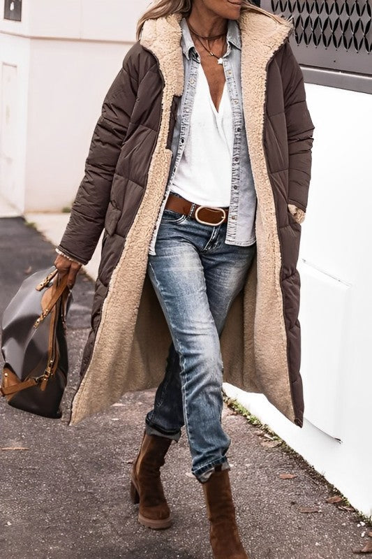 | Women's Plush Sherpa Puffer Jacket