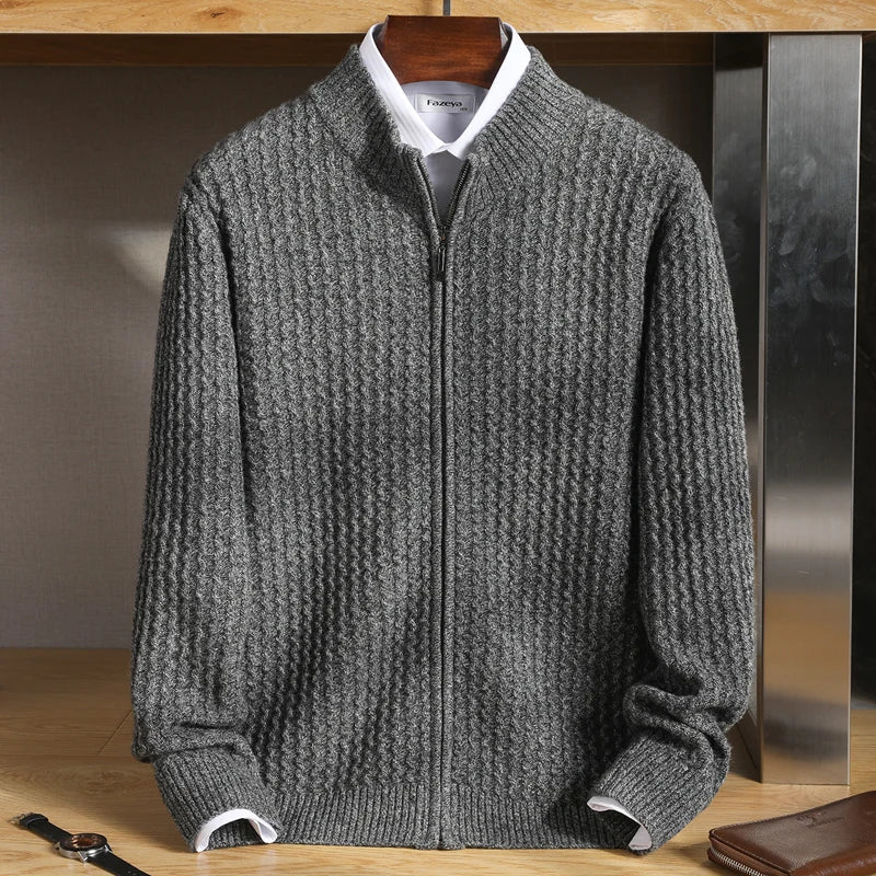 | Men's Textured Waffle Knit Cardigan