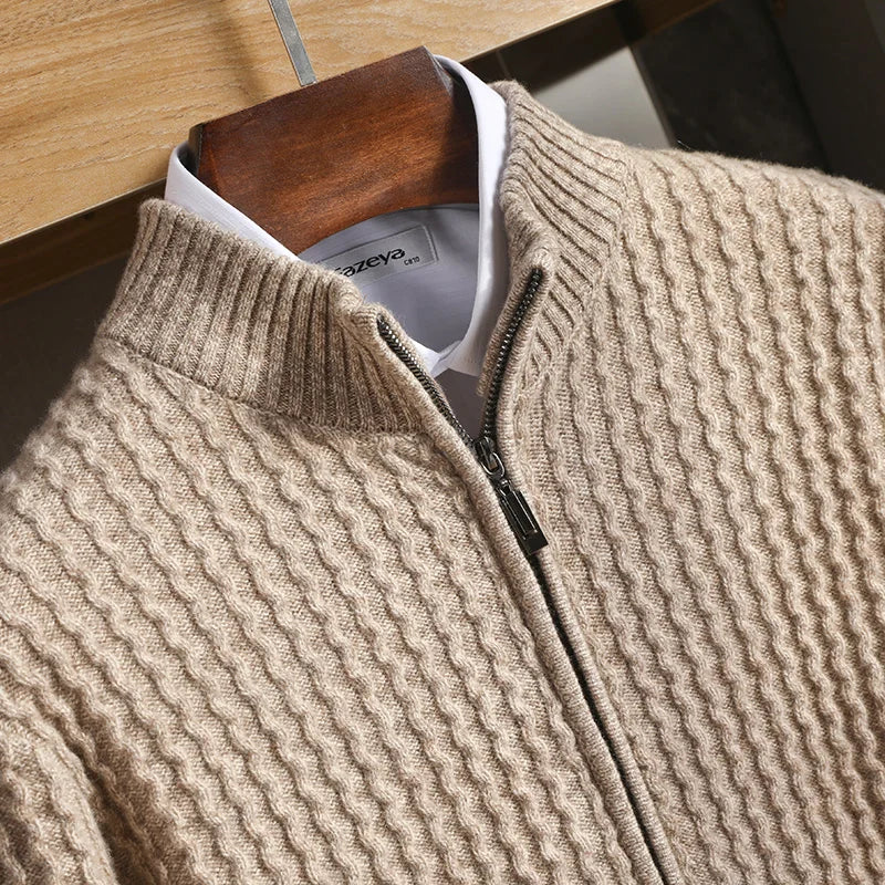 | Men's Textured Waffle Knit Cardigan