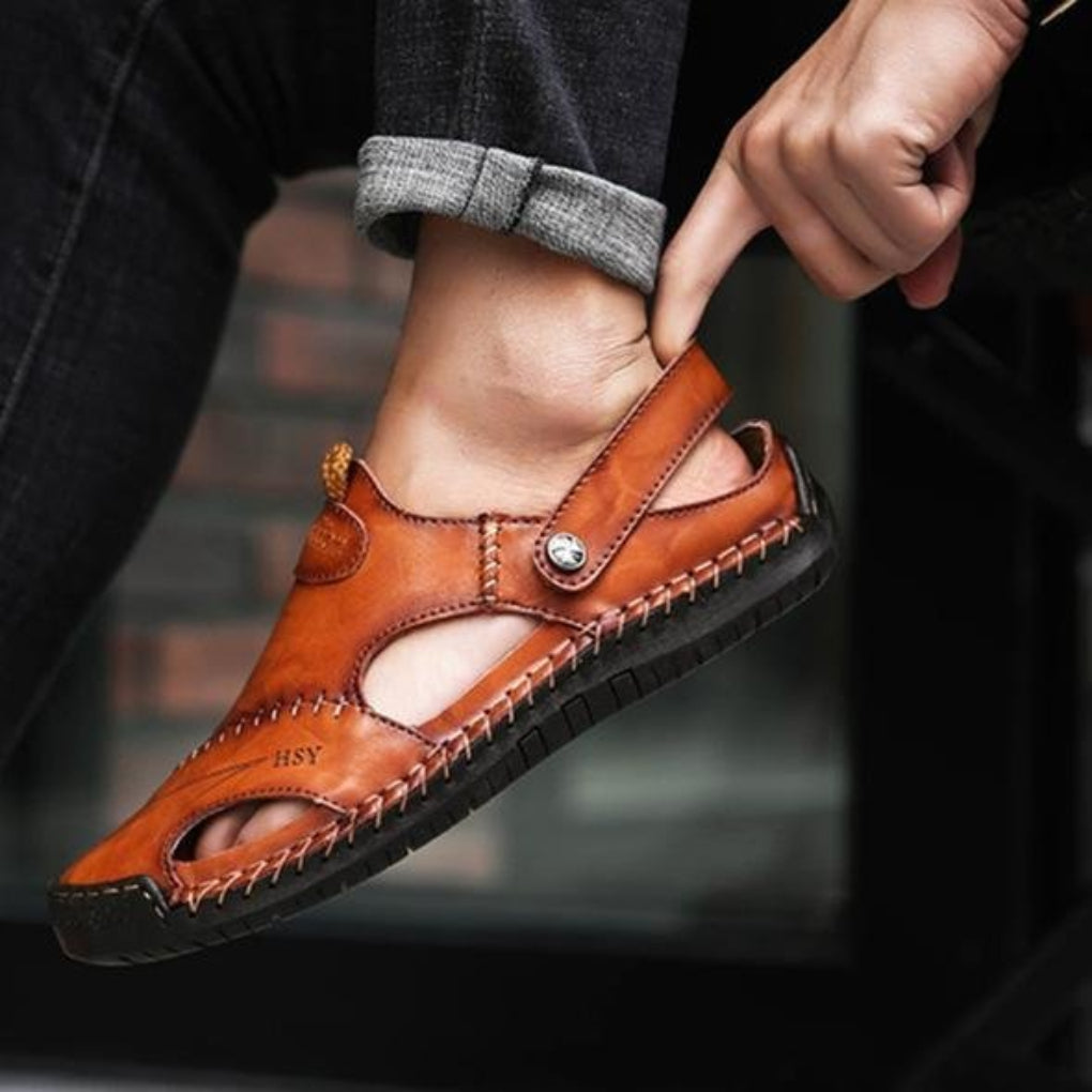 | Breathable Leather Stitch Sandals