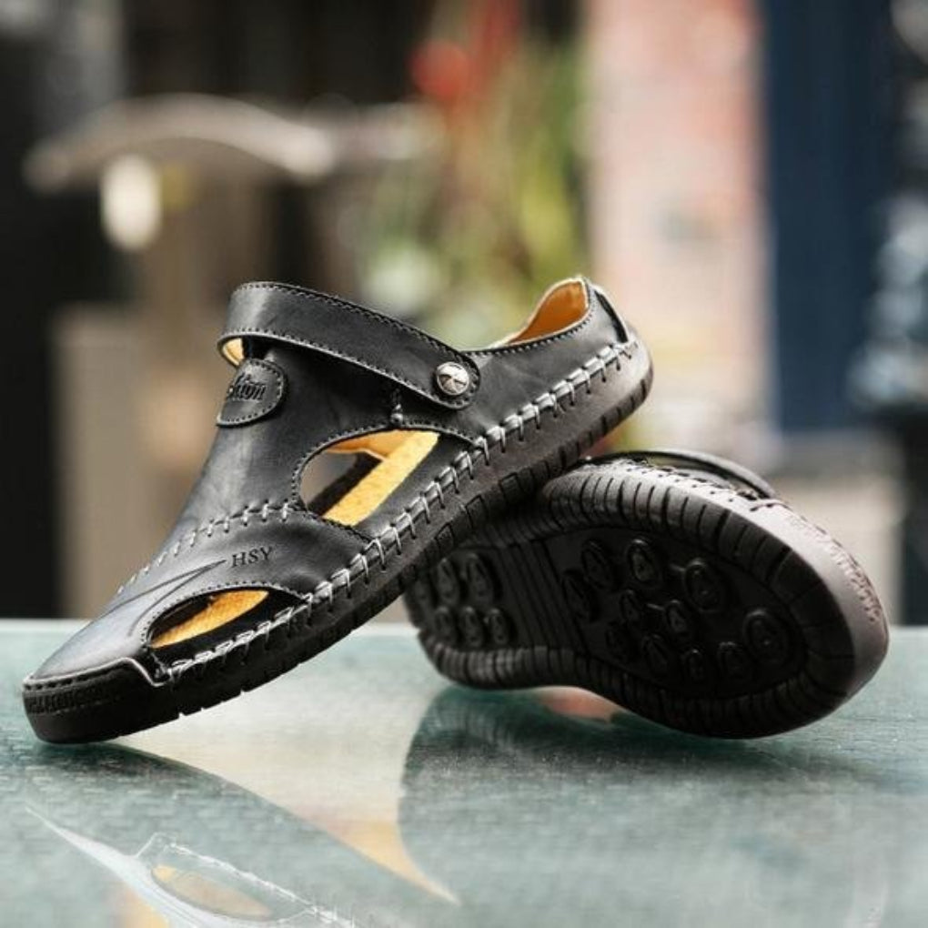 | Breathable Leather Stitch Sandals