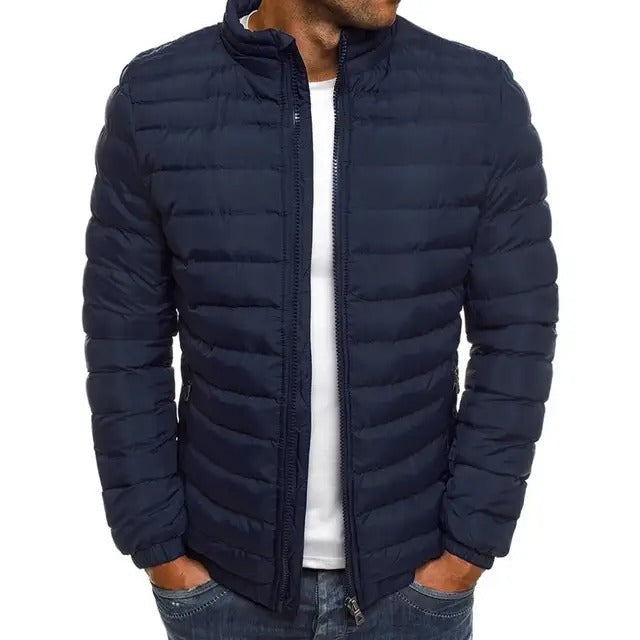 Men's Padded Jacket with Stand-Up Collar