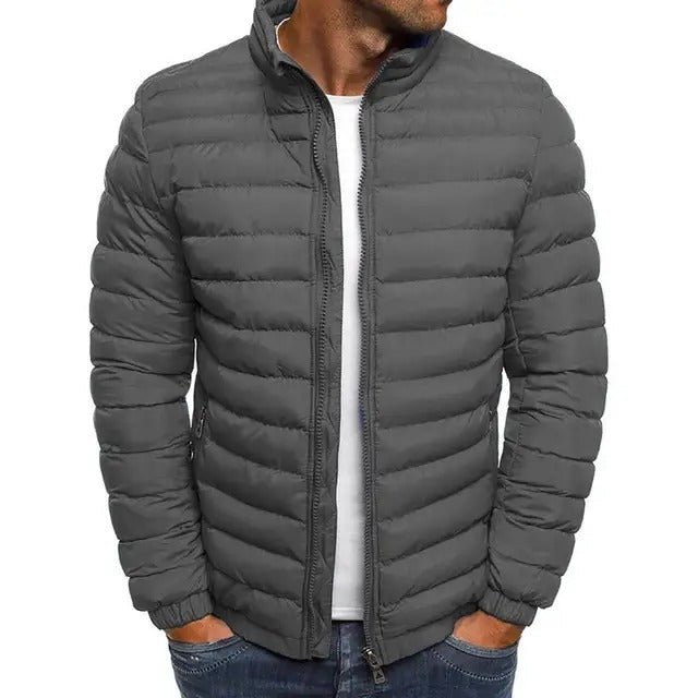 Men's Padded Jacket with Stand-Up Collar