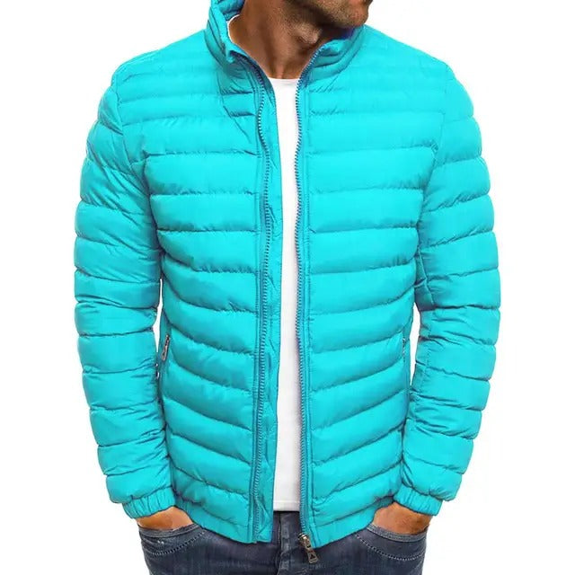 Men's Padded Jacket with Stand-Up Collar