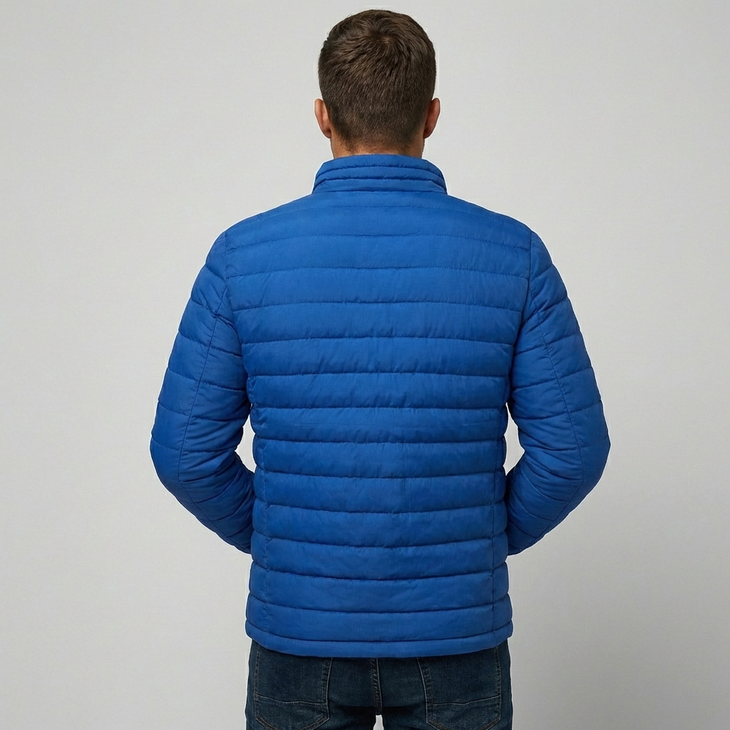 Men's Padded Jacket with Stand-Up Collar