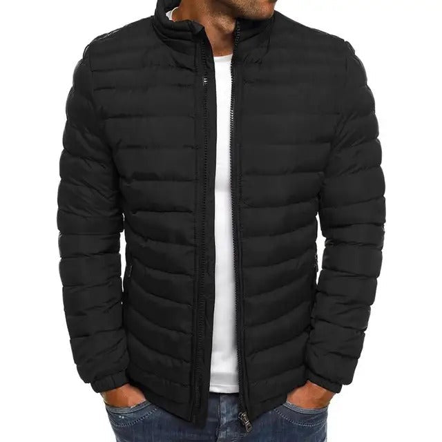 Men's Padded Jacket with Stand-Up Collar