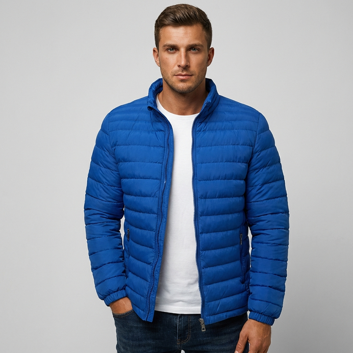 Men's Padded Jacket with Stand-Up Collar