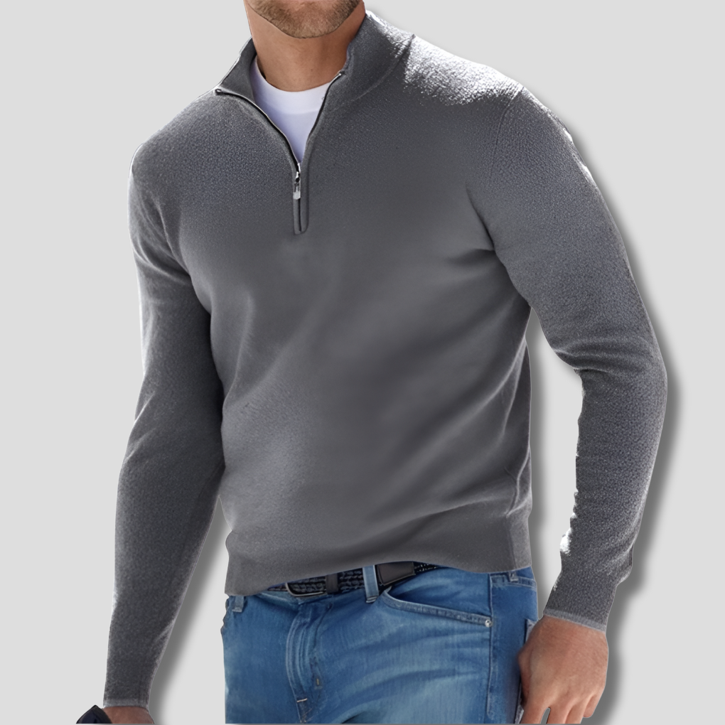 Men's Knit Sweater with Half Zip