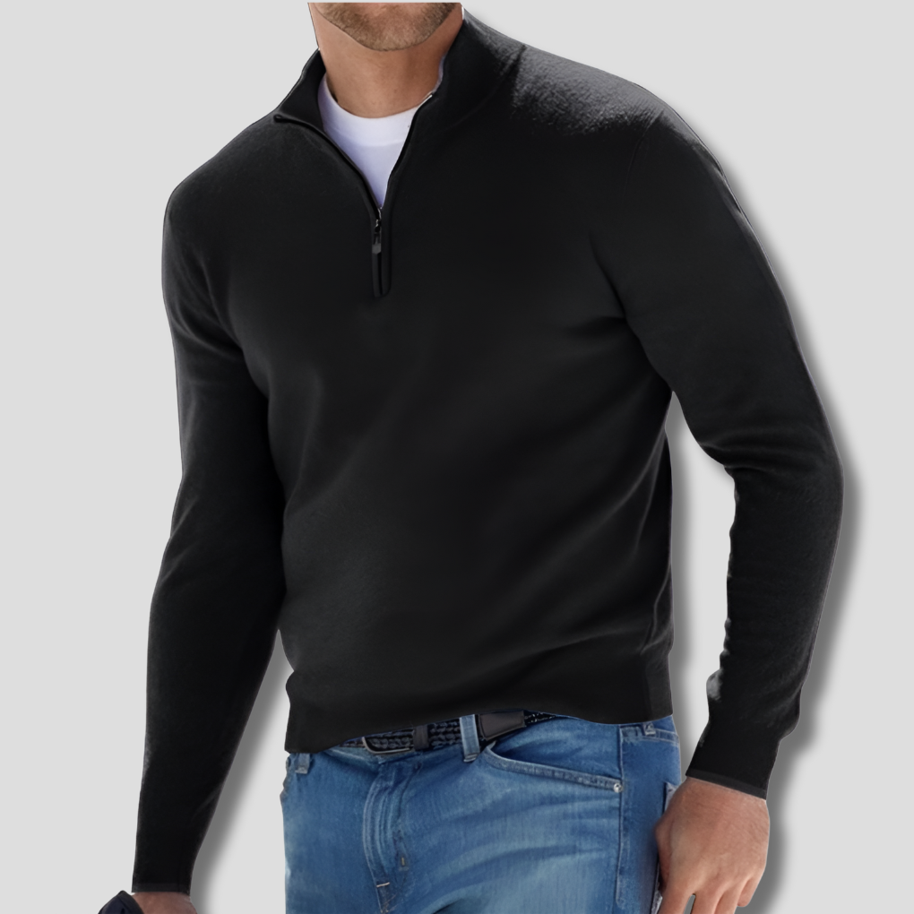 Men's Knit Sweater with Half Zip