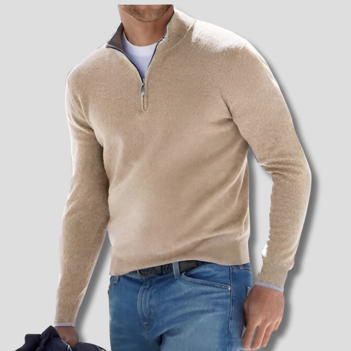 Men's Knit Sweater with Half Zip