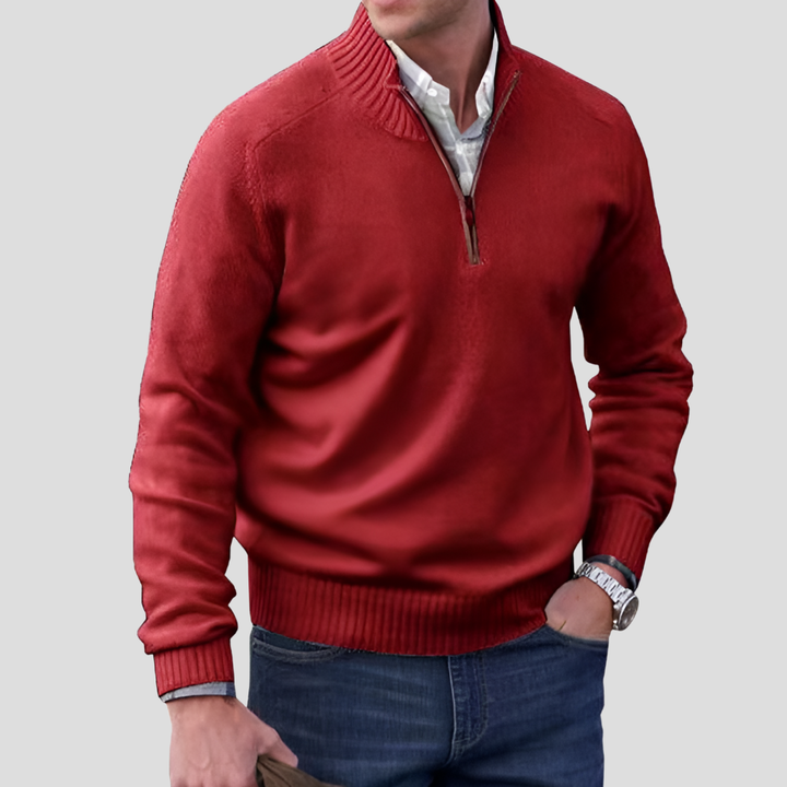 Men's Knit Sweater with Half Zip