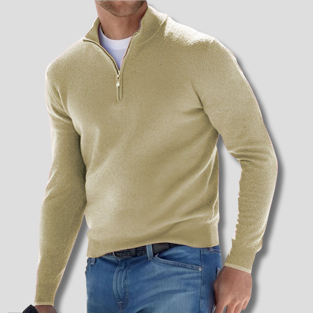 Men's Knit Sweater with Half Zip