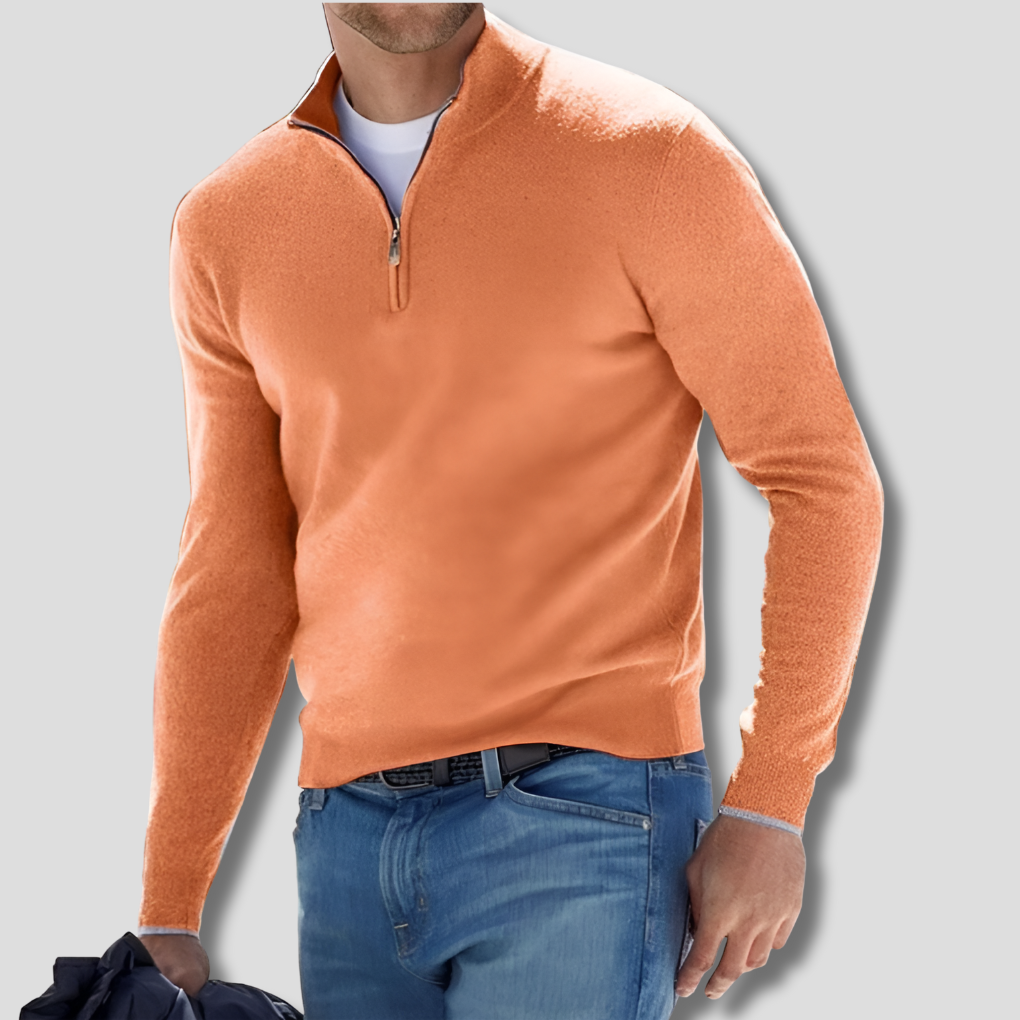 Men's Knit Sweater with Half Zip