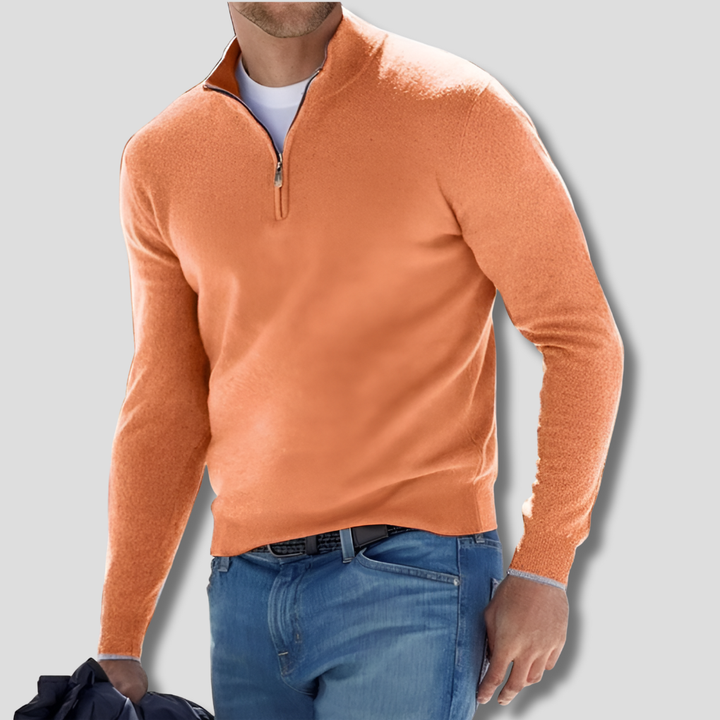 Men's Knit Sweater with Half Zip