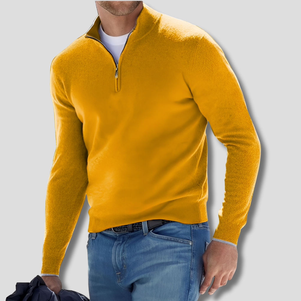 Men's Knit Sweater with Half Zip