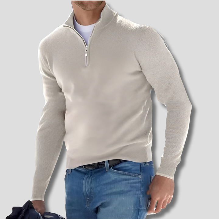 Men's Knit Sweater with Half Zip