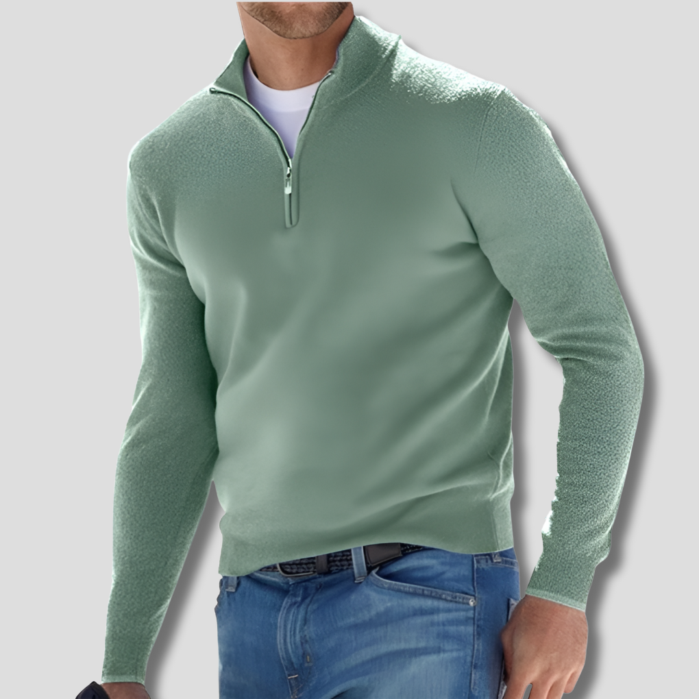 Men's Knit Sweater with Half Zip
