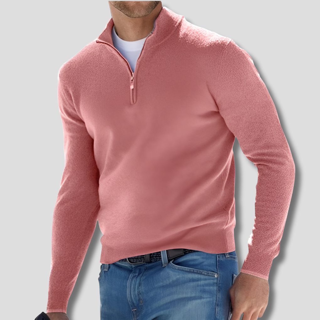 Men's Knit Sweater with Half Zip