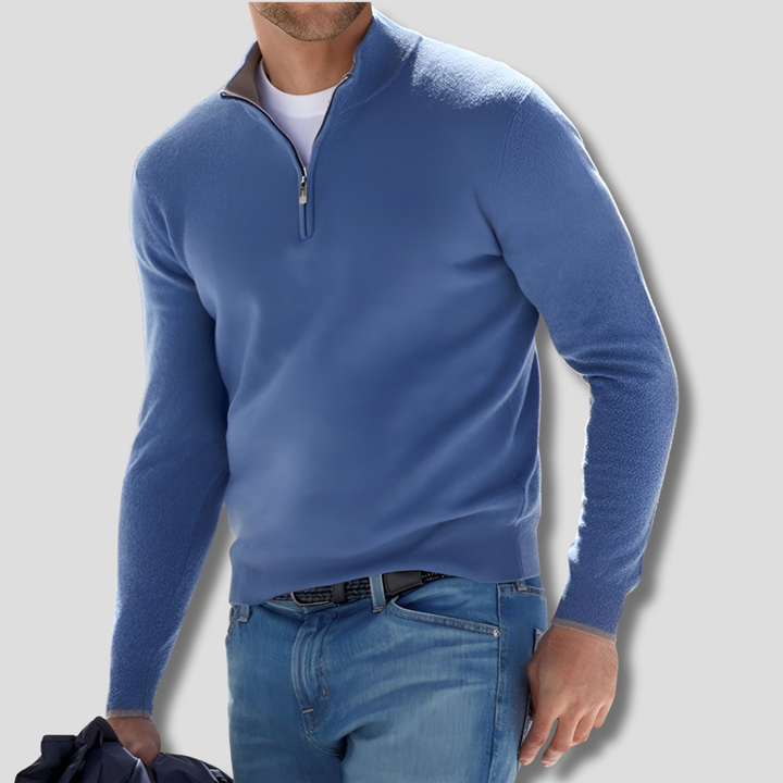 Men's Knit Sweater with Half Zip