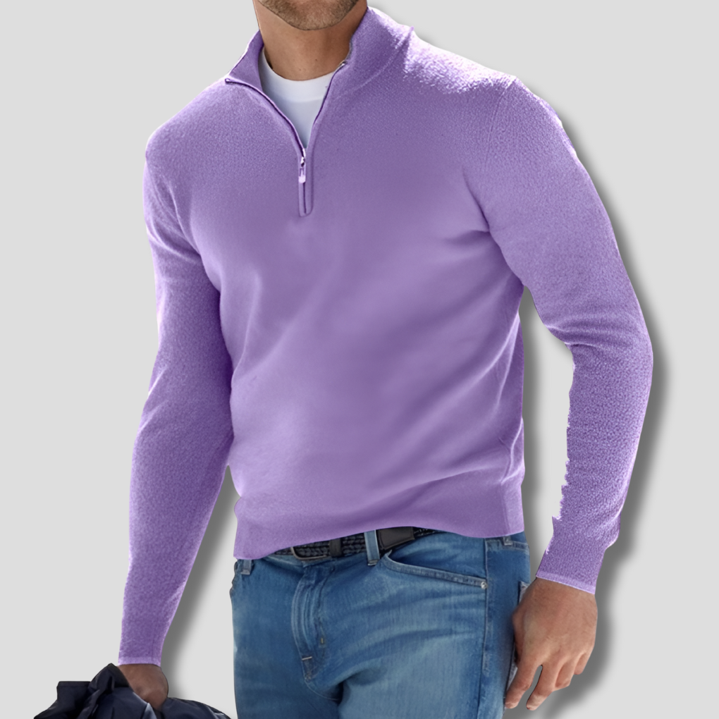 Men's Knit Sweater with Half Zip