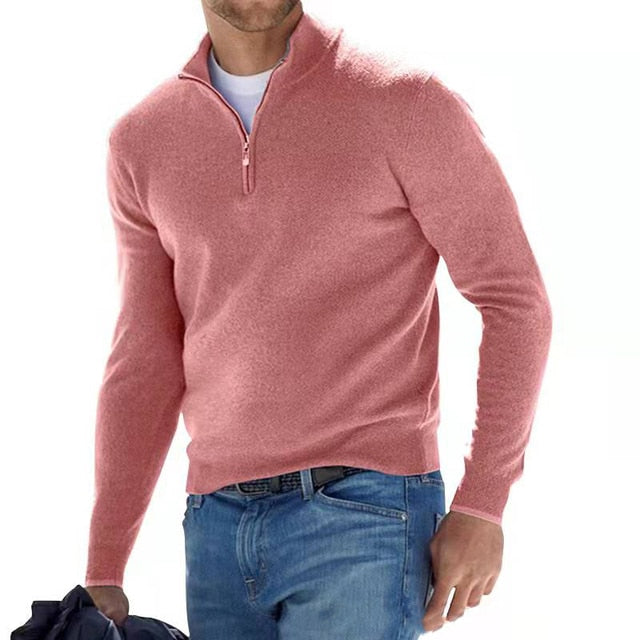 Men's Mock Neck Zip Sweater