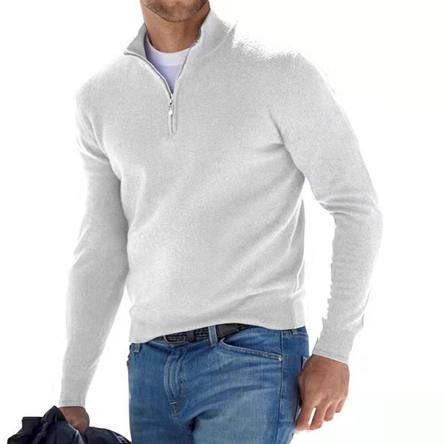Men's Mock Neck Zip Sweater