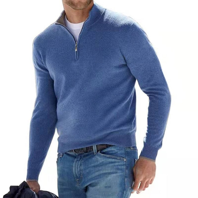 Men's Mock Neck Zip Sweater