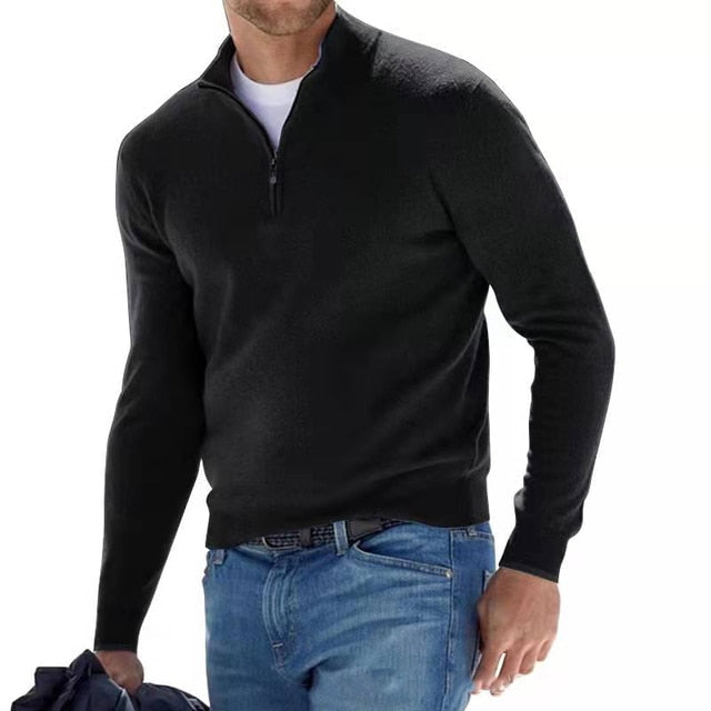 Men's Mock Neck Zip Sweater