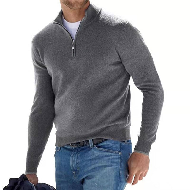 Men's Mock Neck Zip Sweater