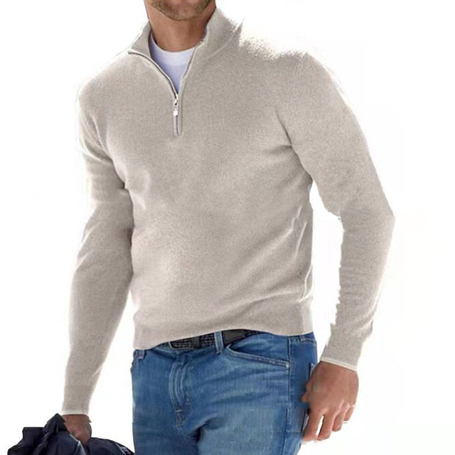 Men's Mock Neck Zip Sweater