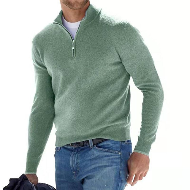 Men's Mock Neck Zip Sweater