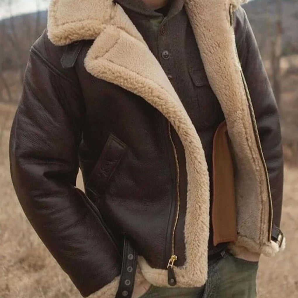 | Cozy Shearling-Lined Aviator Jacket
