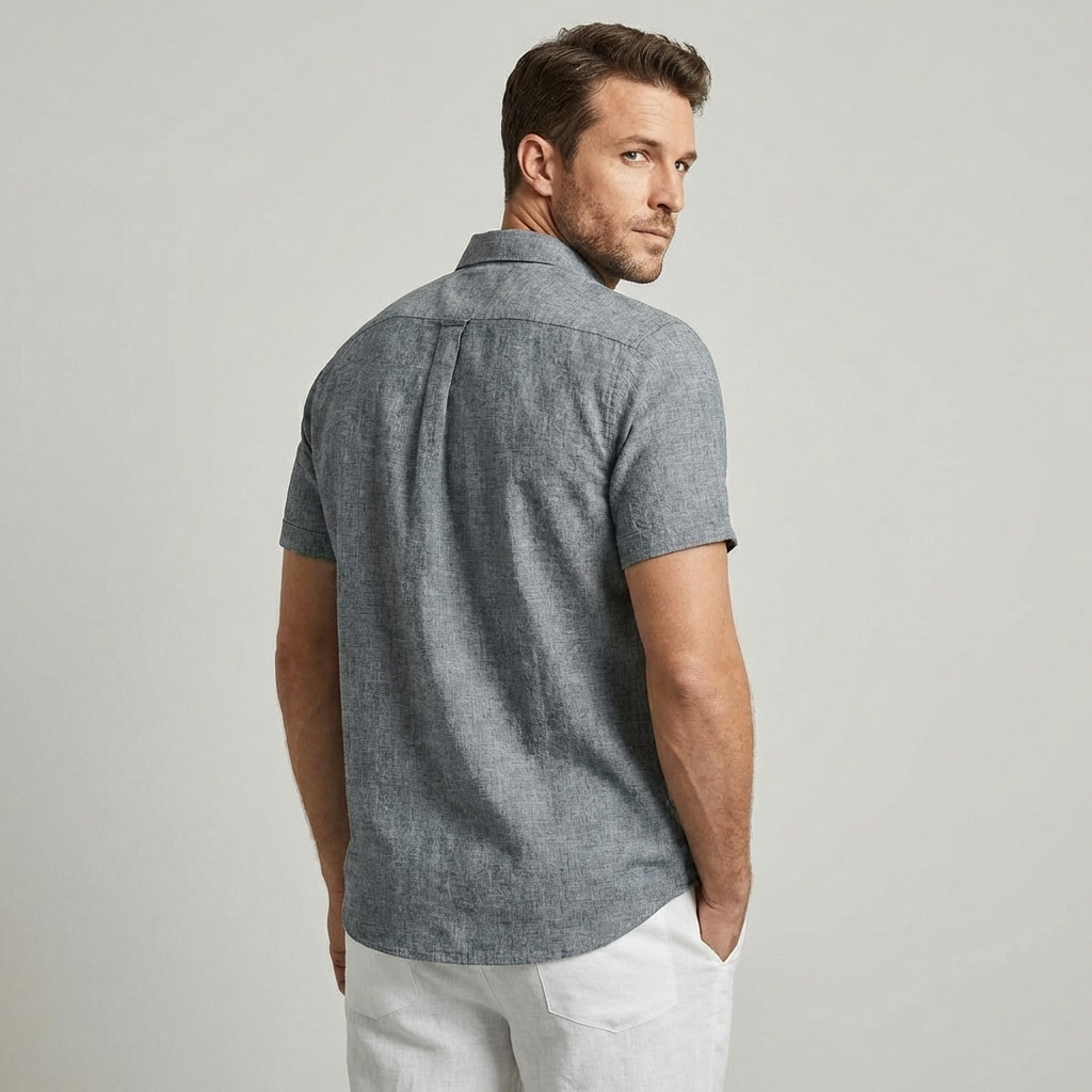 | Men's Lightweight Cotton-Linen Blend Casual Shirt