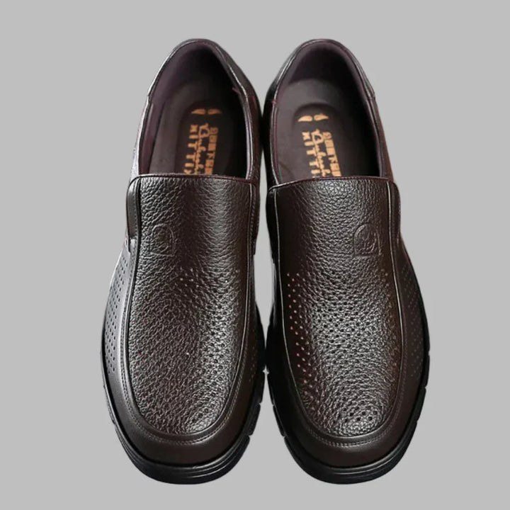 | Polished Leather Slip-On Loafers